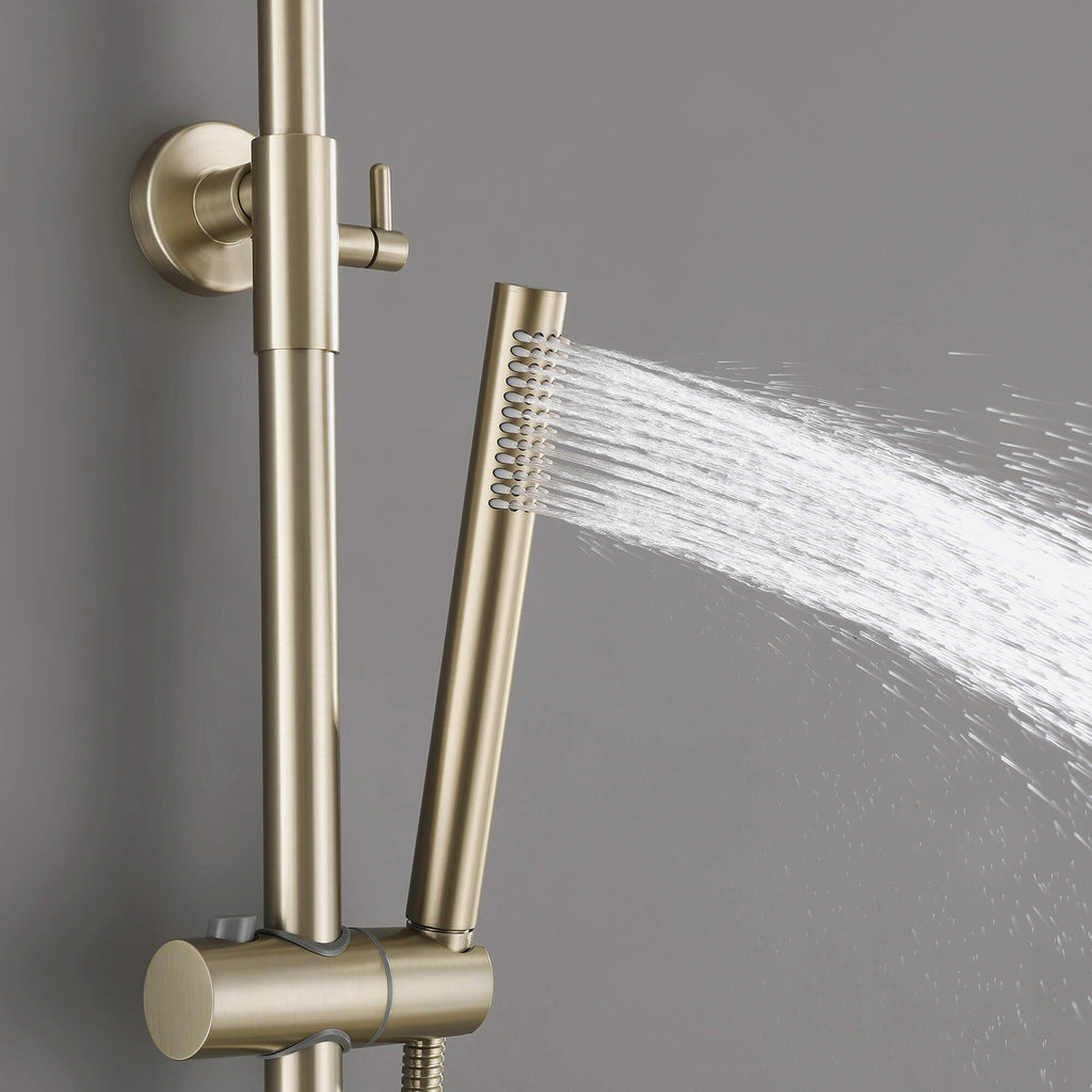 Modern Shower System with Adjustable Handheld Rainfall Head and Tub Spout