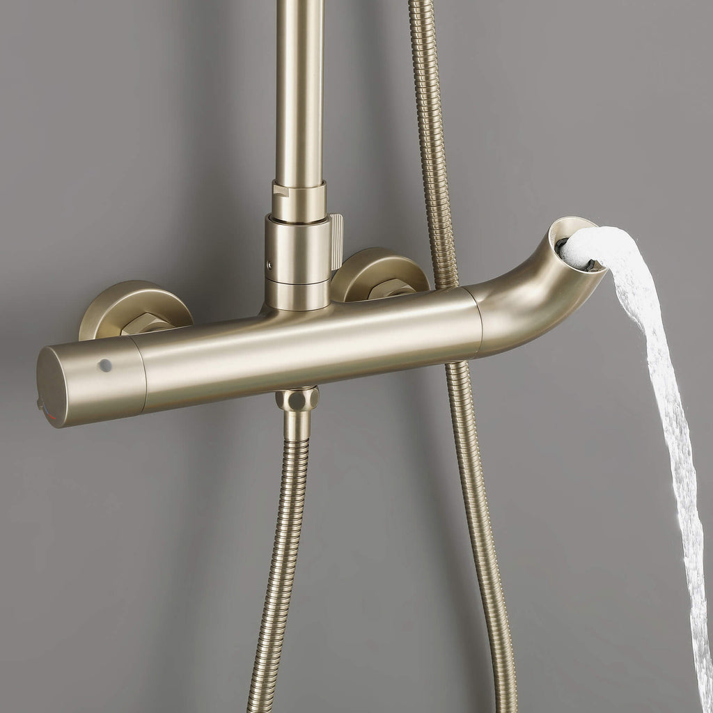 Modern Shower System with Adjustable Handheld Rainfall Head and Tub Spout