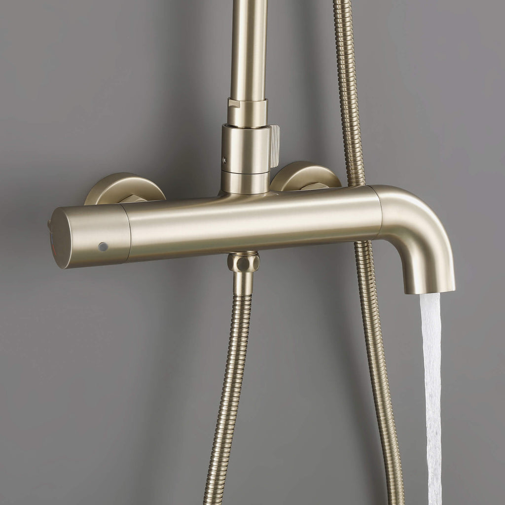 Modern Shower System with Adjustable Handheld Rainfall Head and Tub Spout