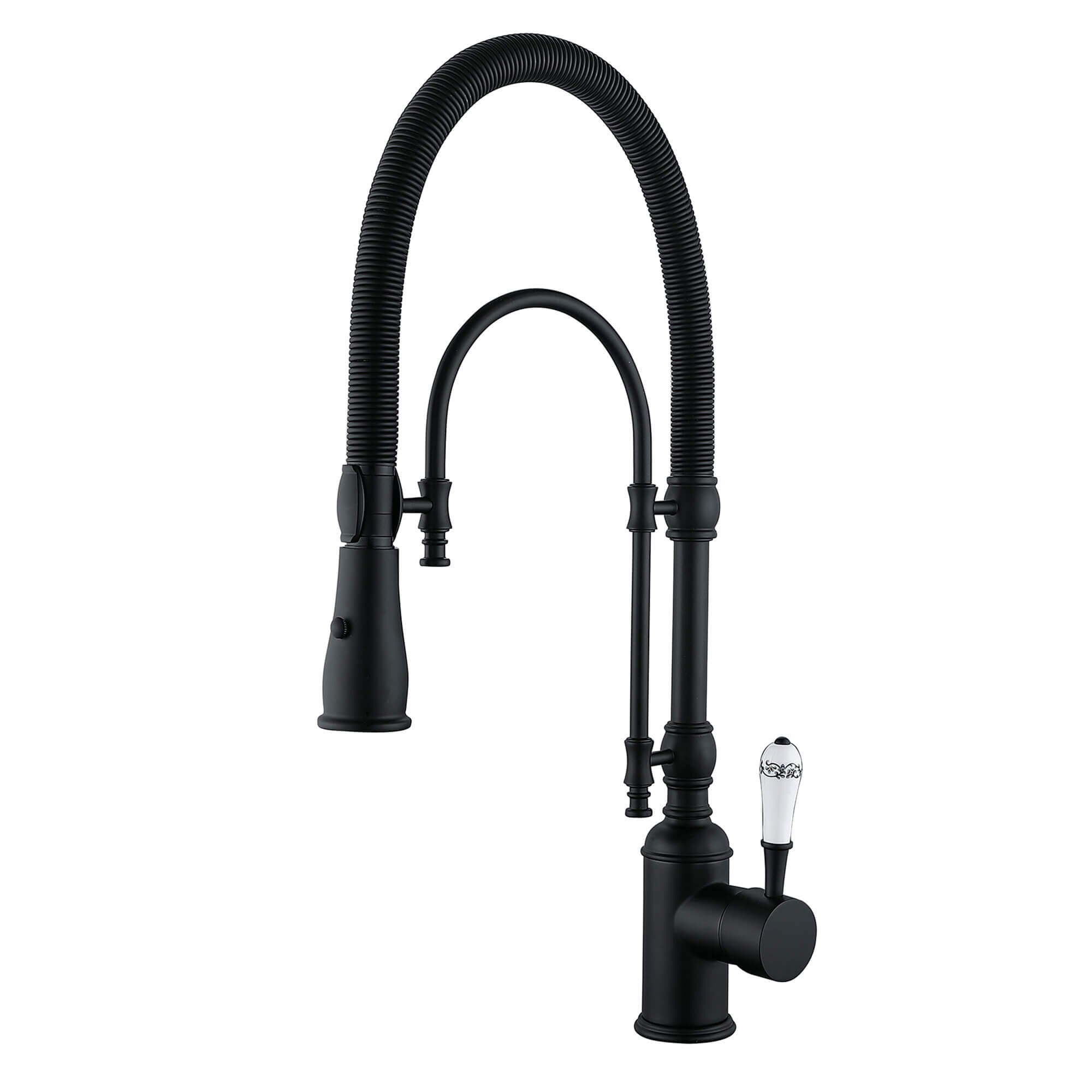 Kitchen Faucet with Sprayer Single Handle Brass Tap 360° Swivel Dual Spray Modes