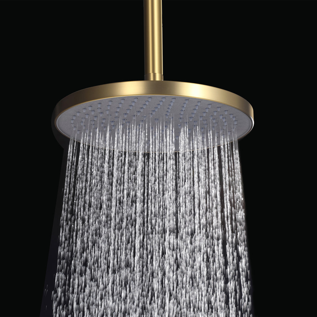 Luxury Round High Pressure Rain Shower Head Adjustable Swivel Ball Durable ABS Wall and Ceiling-Mounted