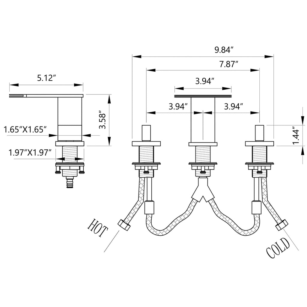 waterfall bathroom sink faucet size