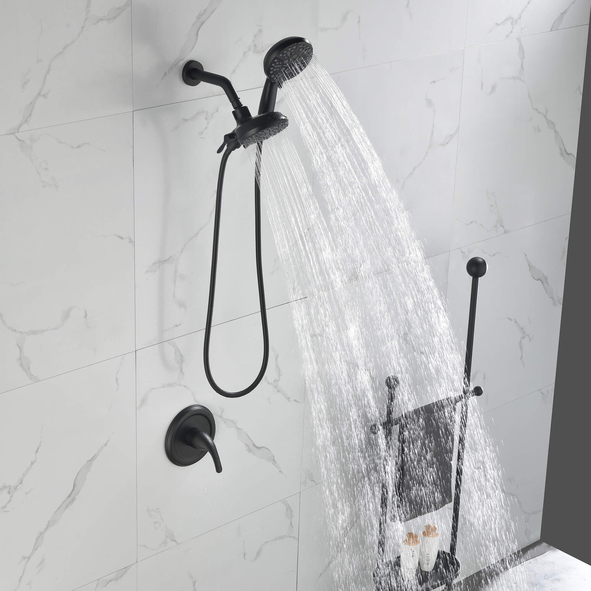 Dual Shower Head System with High-Pressure 7-Function Rain Shower Head