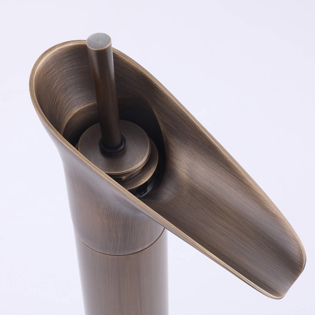 display of the handle of the vintage vessel sink faucet