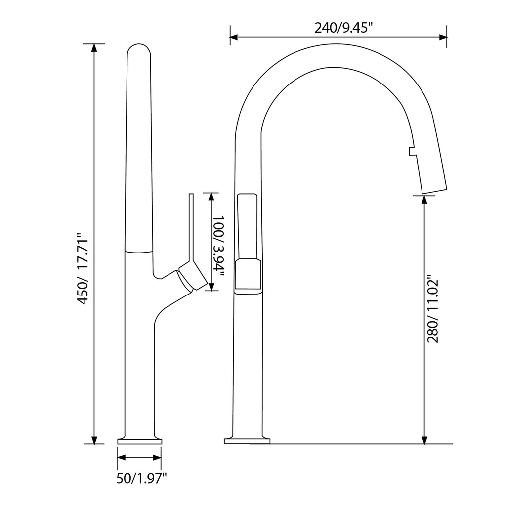 Pull Down Kitchen Faucet with Hot Cold Mixer and Single Handle Control