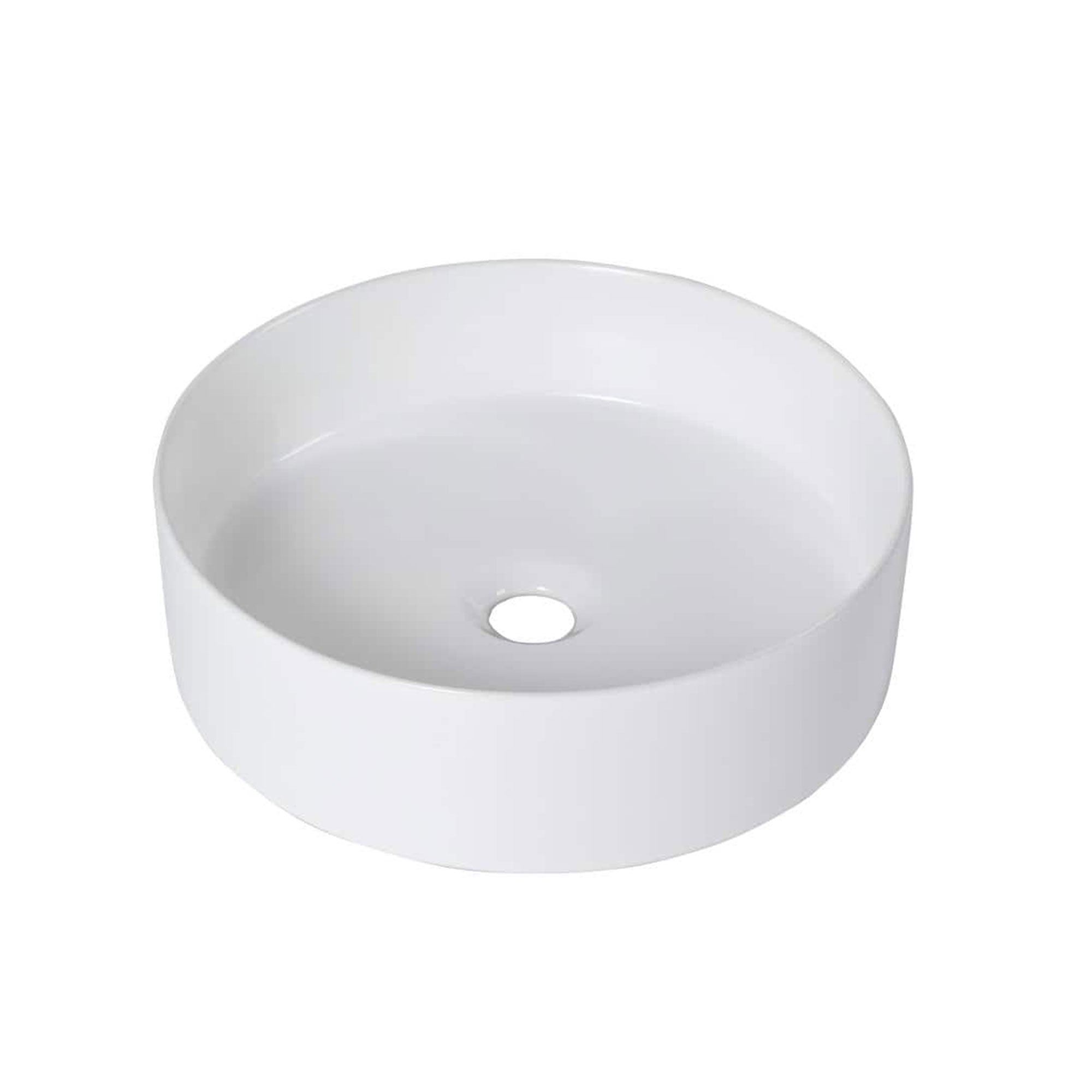 15-Inch Round White Countertop Sink in Matte Stone Finish