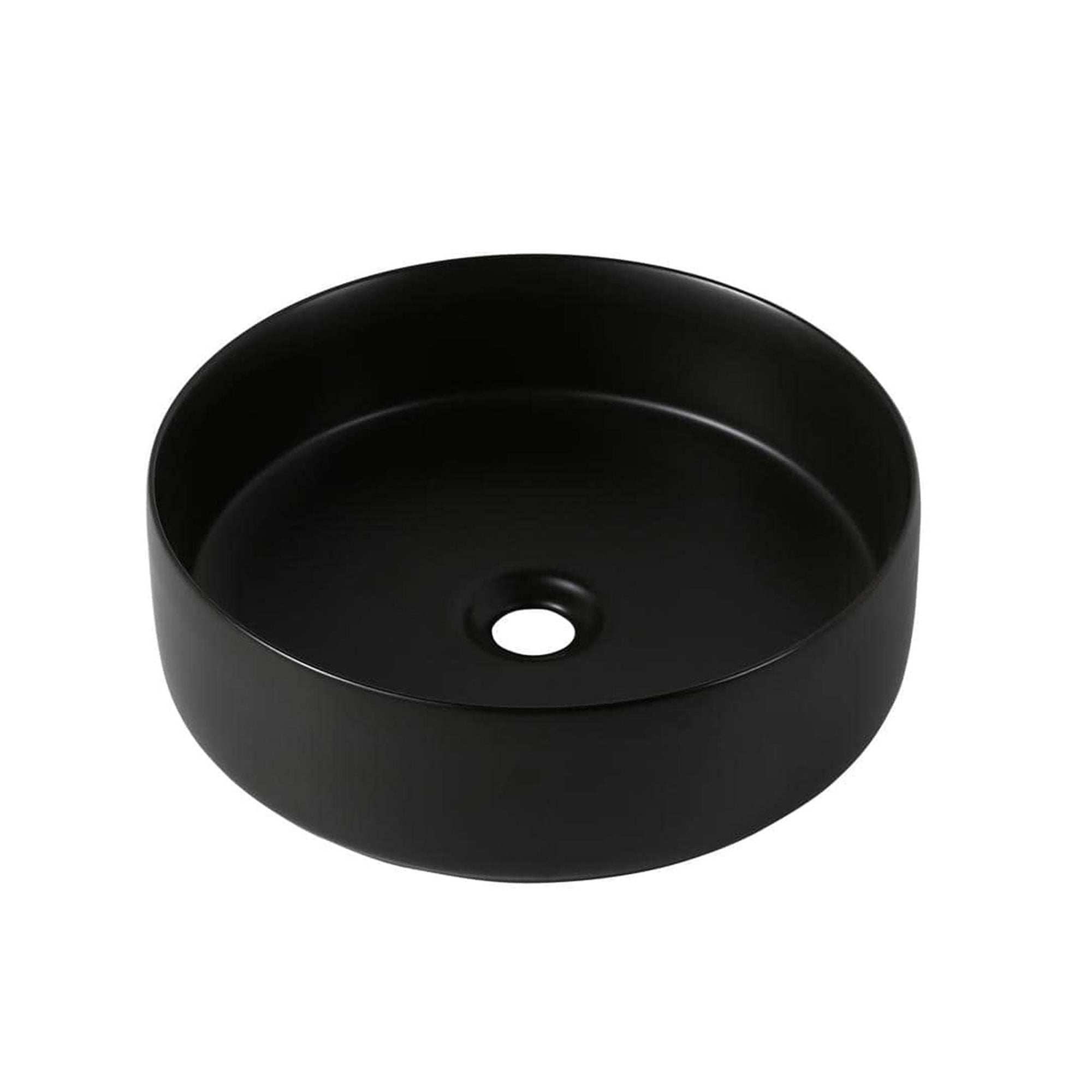 15-Inch Black Round Vessel Sink in Matte Art Finish