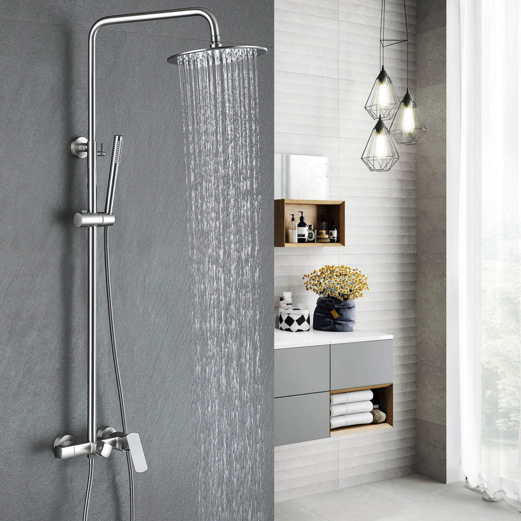 3-Function Rain Shower System with High Pressure Head and Adjustable Handheld Spray