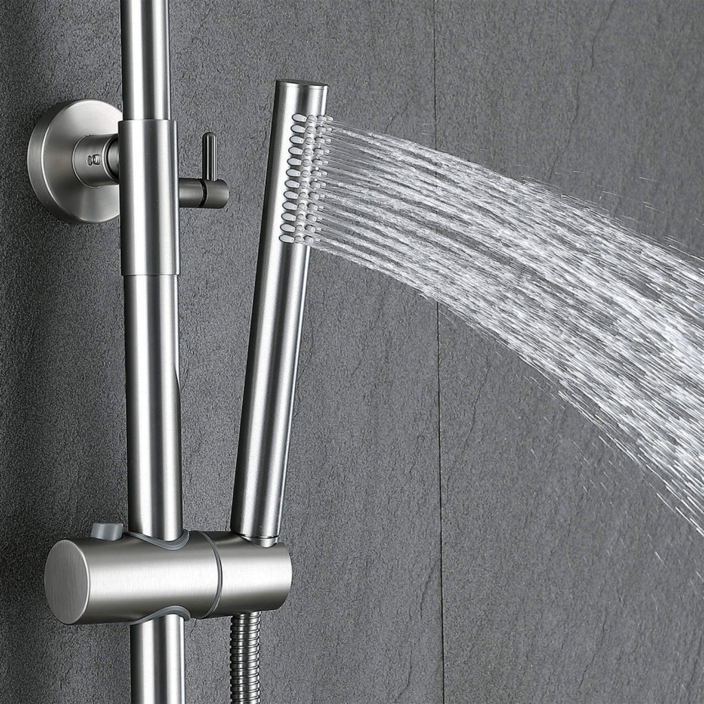 3-Function Rain Shower System with High Pressure Head and Adjustable Handheld Spray