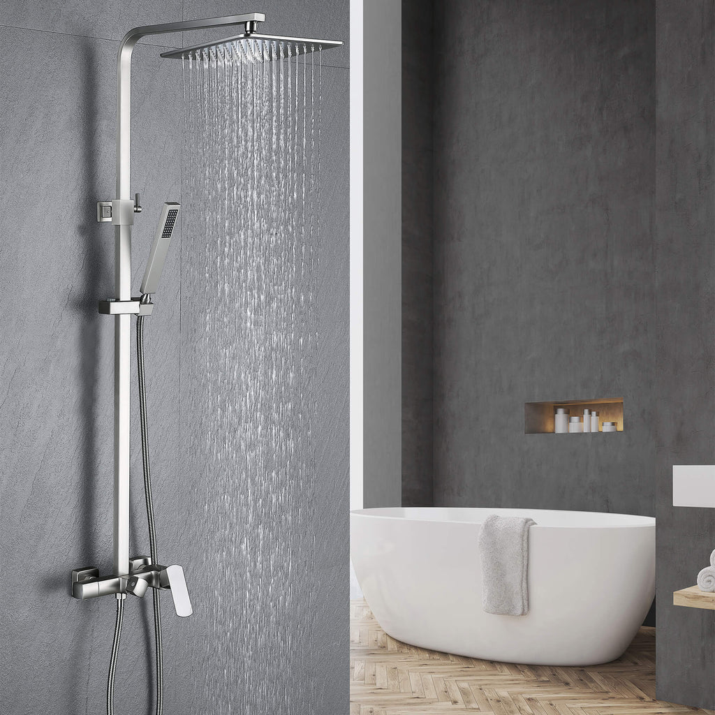 3-Function Shower System with Rainfall Shower Head Handheld Sprayer and Tub Spout Wall-Mounted