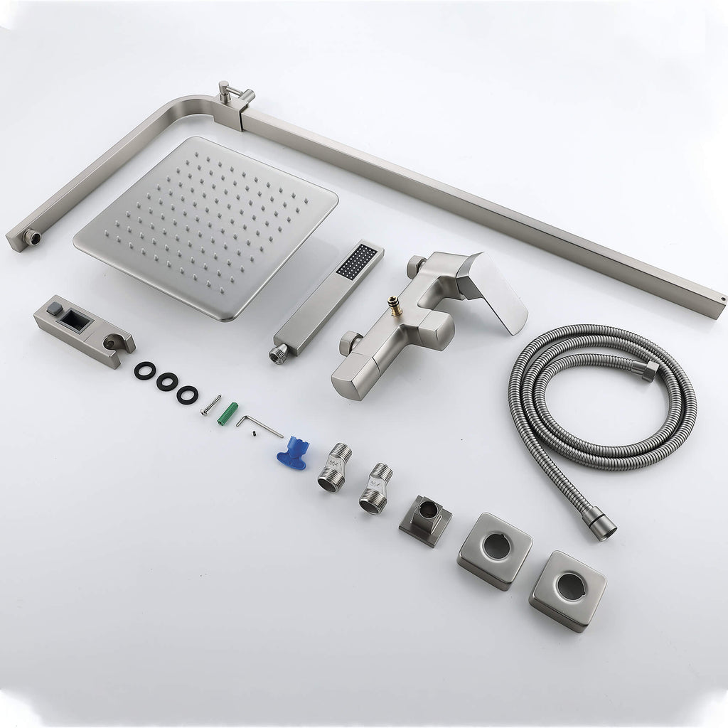 3-Function Shower System with Rainfall Shower Head Handheld Sprayer and Tub Spout Wall-Mounted