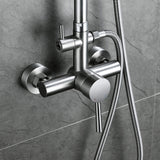 Outdoor Shower System 2-Function Polish Chrome Shower Faucet Set Wall Mount JK0146