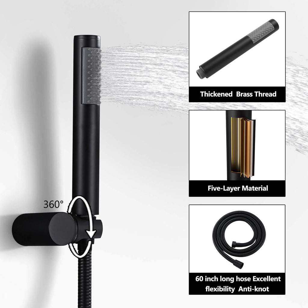 Wall-Mounted Rain Shower and Tub Spout Combo Set