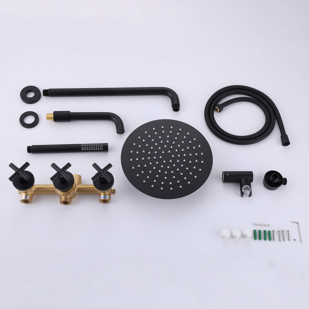Wall-Mounted Rain Shower and Tub Spout Combo Set