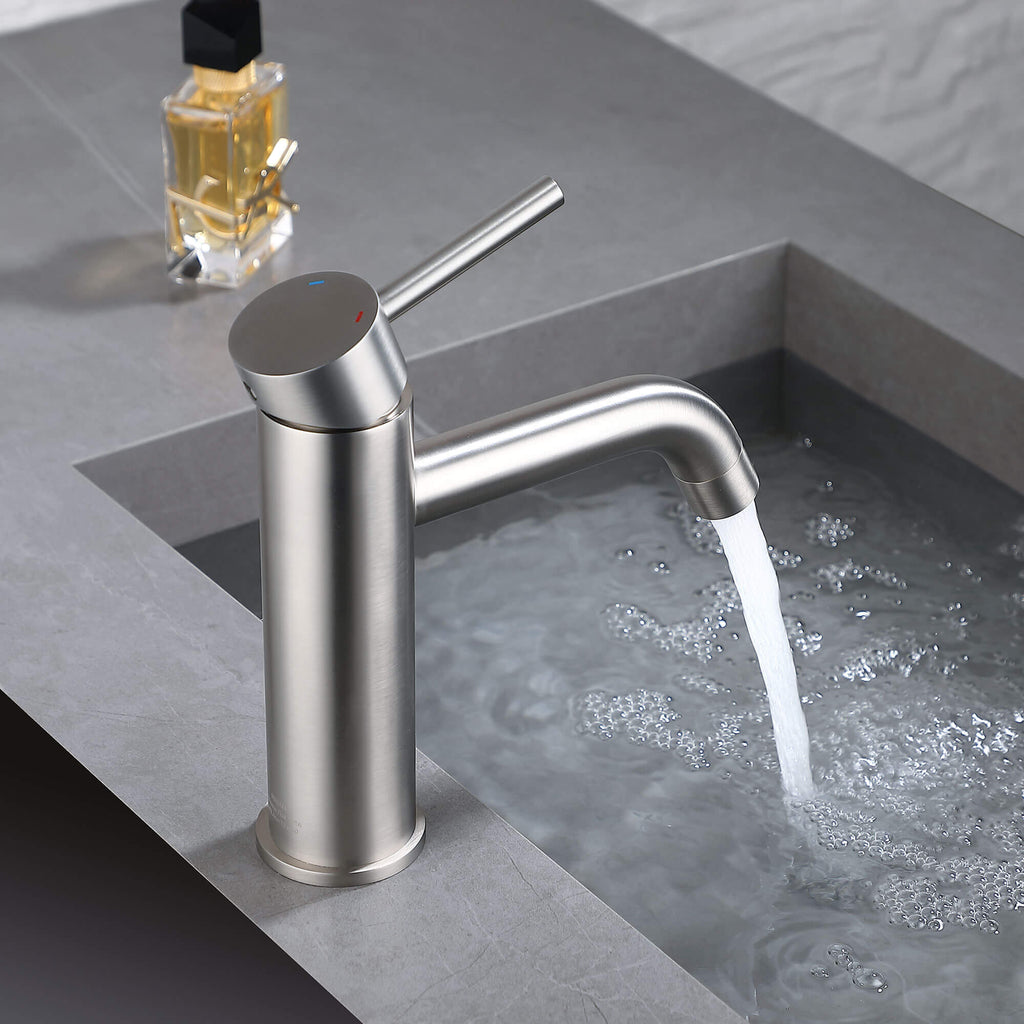 Compact Vanity Mixer with Single Lever and Arc Spout