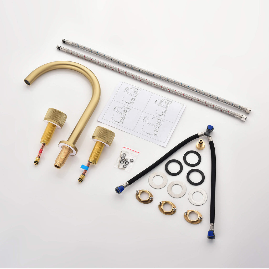 Widespread Gooseneck Faucet with Minimalist Cylinder Handles