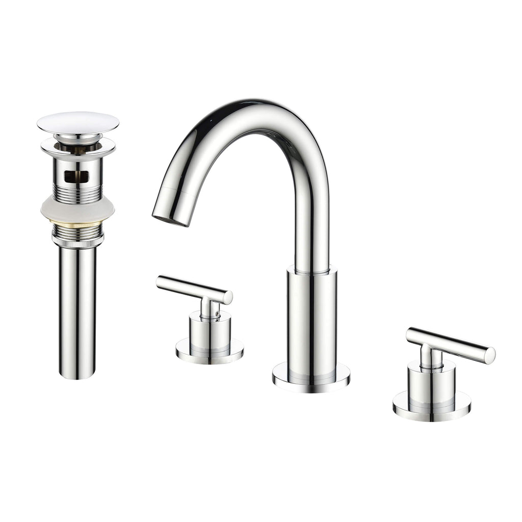 Dual-Handle Deck Faucet with Swivel Spout for Bathroom Sink