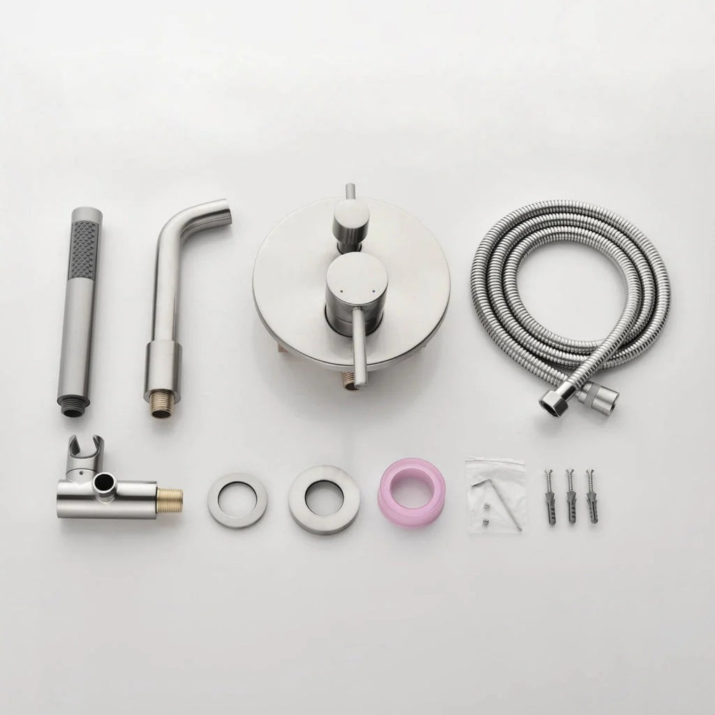 Wall-Mounted Tub Filler with Integrated Handheld Shower