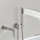 Wall-Mounted Tub Filler with Shower Wand for Modern Bathroom Wall Installation