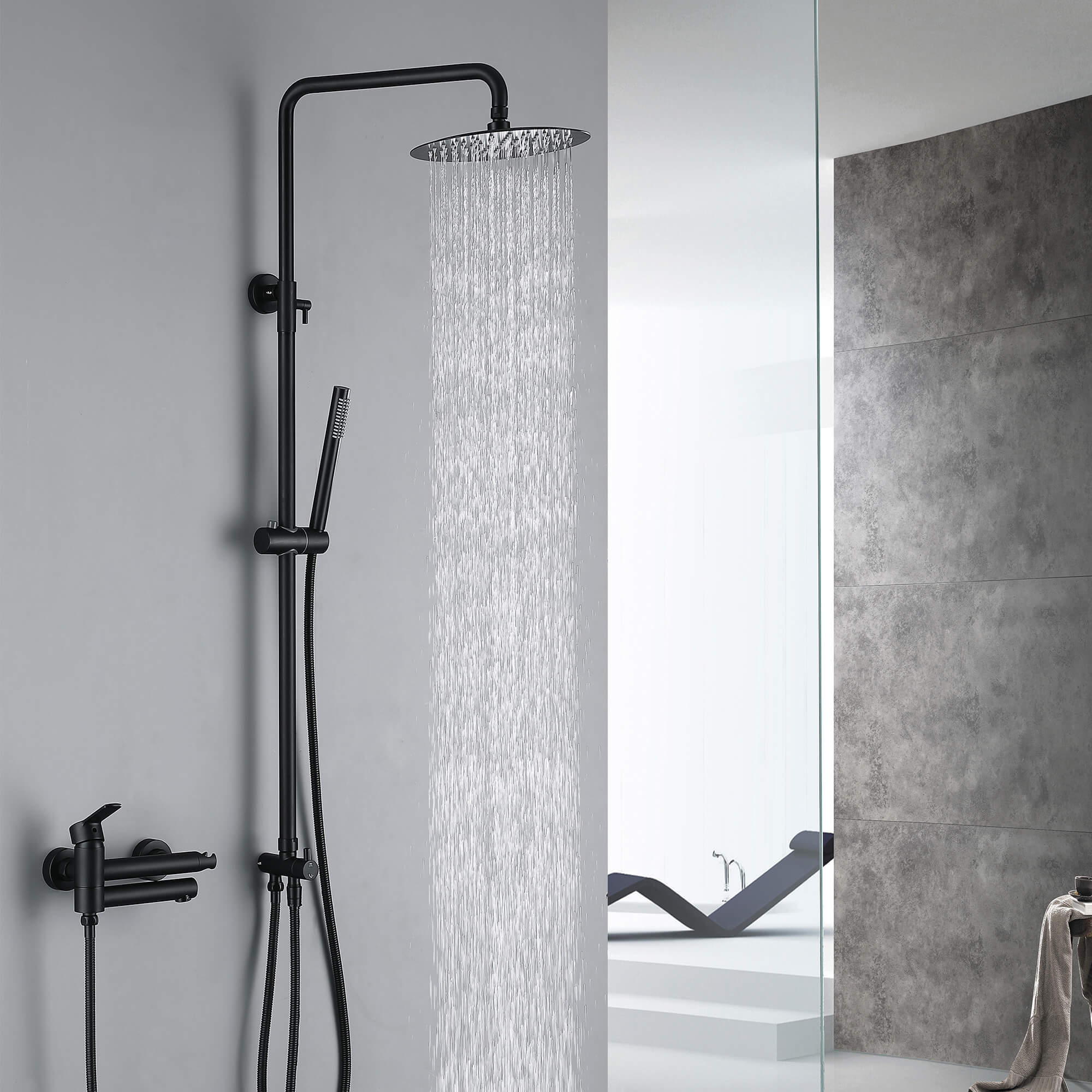 Adjustable 3-Function Shower System with Foldable Tub Spout