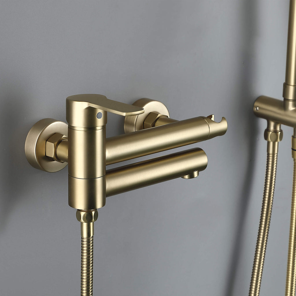 Adjustable 3-Function Shower System with Foldable Tub Spout