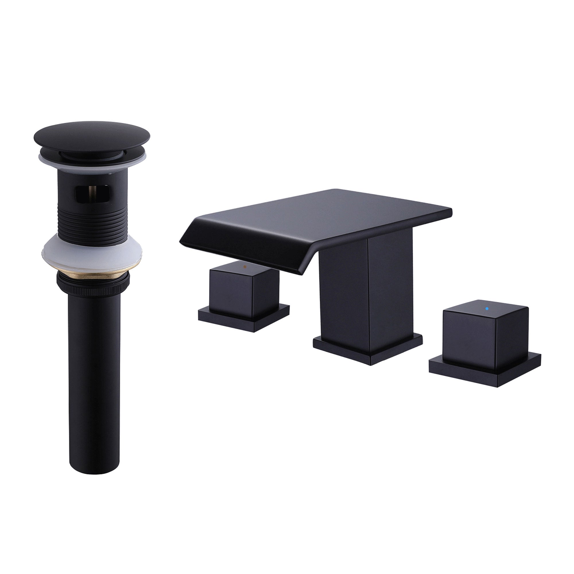 Waterfall Bathroom Faucet with Pop-Up Drain Solid Brass Vanity Sink Faucet