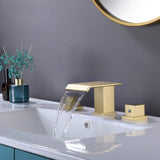 Waterfall Bathroom Faucet with Pop-Up Drain Solid Brass Vanity Sink Faucet