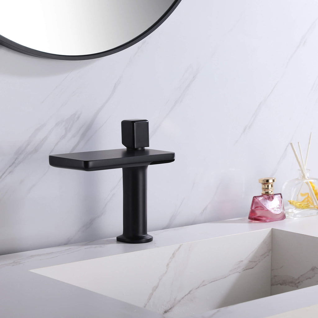 Flat Spout Waterfall Basin Tap with Single Lever Mixer