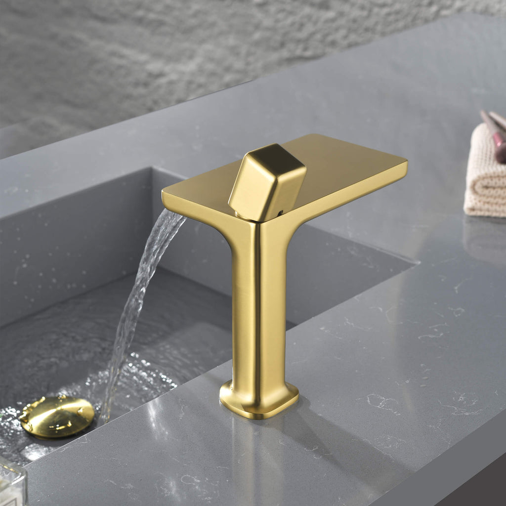 Flat Spout Waterfall Basin Tap with Single Lever Mixer