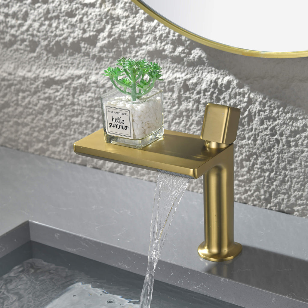 Flat Spout Waterfall Basin Tap with Single Lever Mixer