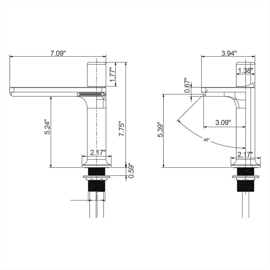 Flat Spout Waterfall Basin Tap with Single Lever Mixer