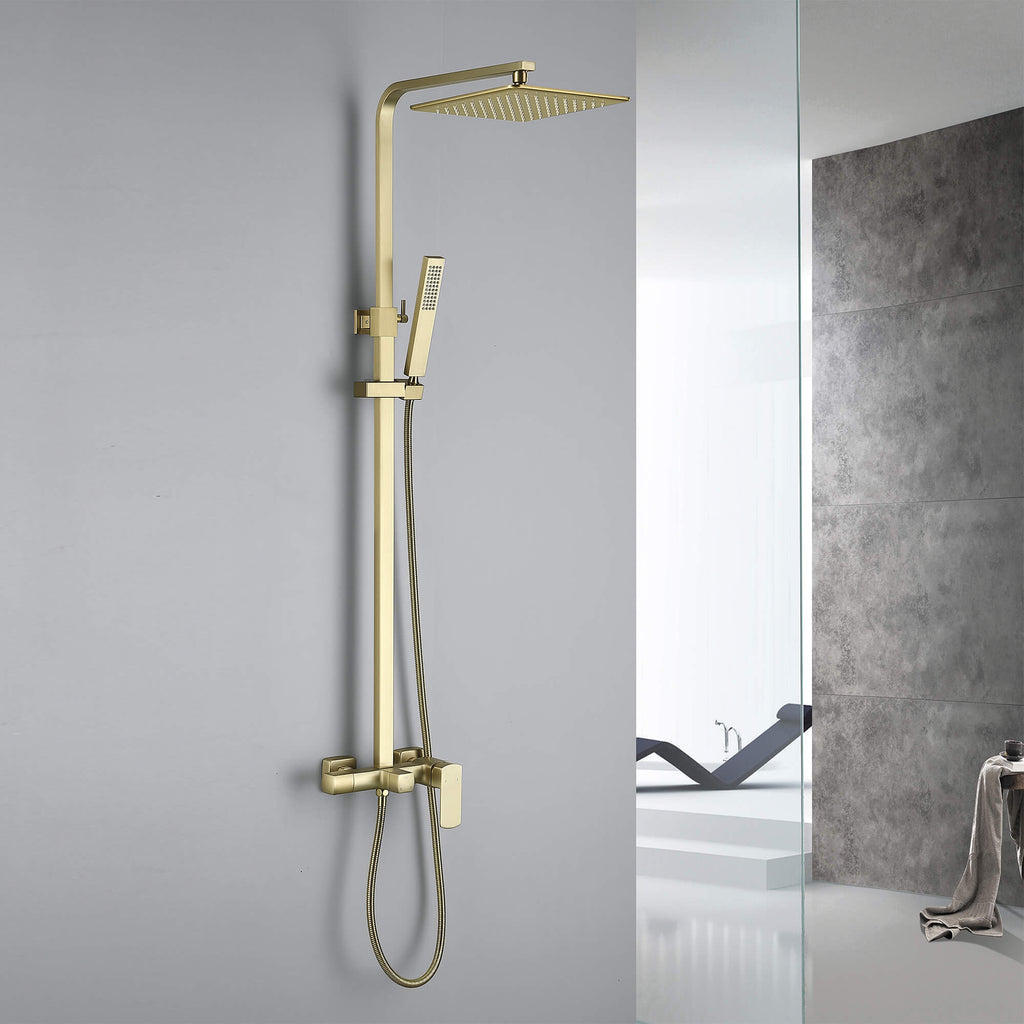 3-Function Shower System with Rainfall Shower Head Handheld Sprayer and Tub Spout Wall-Mounted