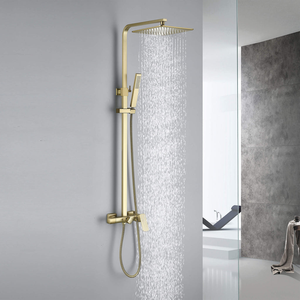 3-Function Shower System with Rainfall Shower Head Handheld Sprayer and Tub Spout Wall-Mounted