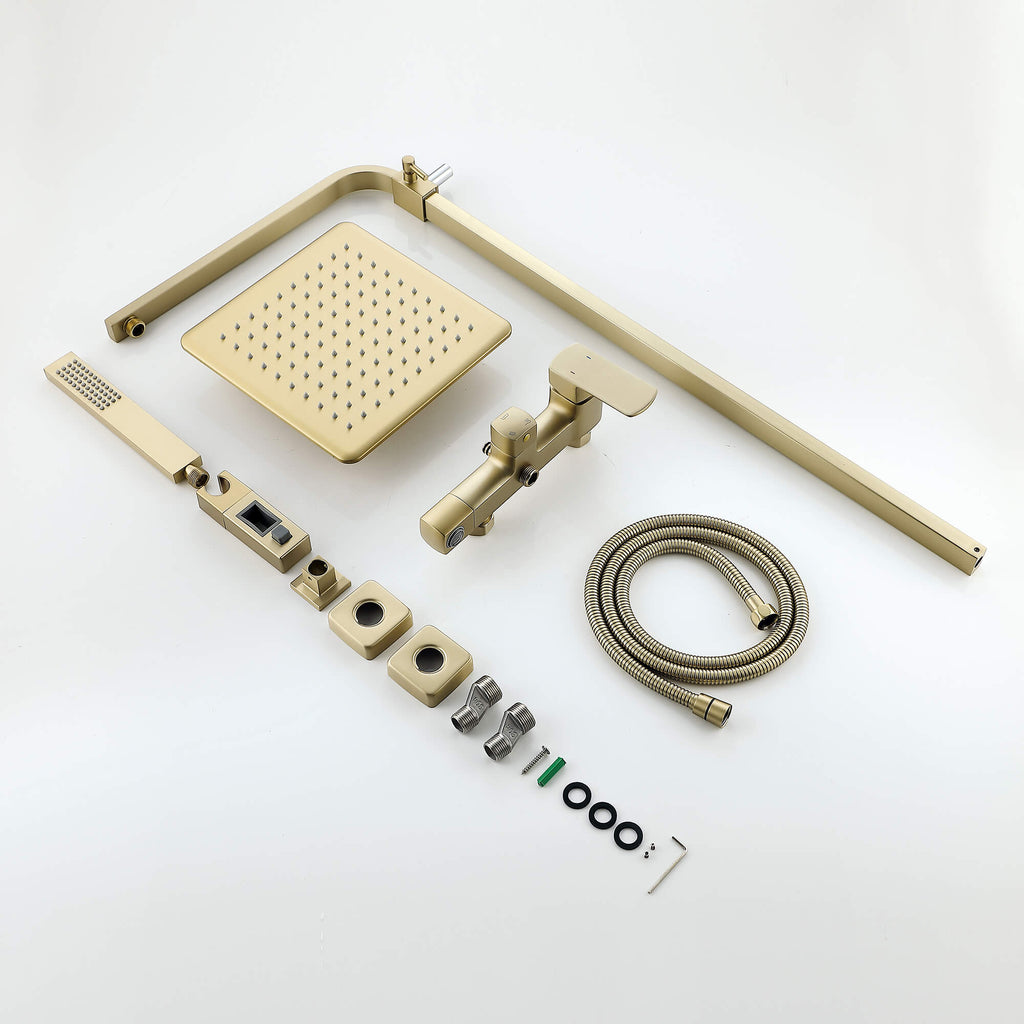 3-Function Shower System with Rainfall Shower Head Handheld Sprayer and Tub Spout Wall-Mounted