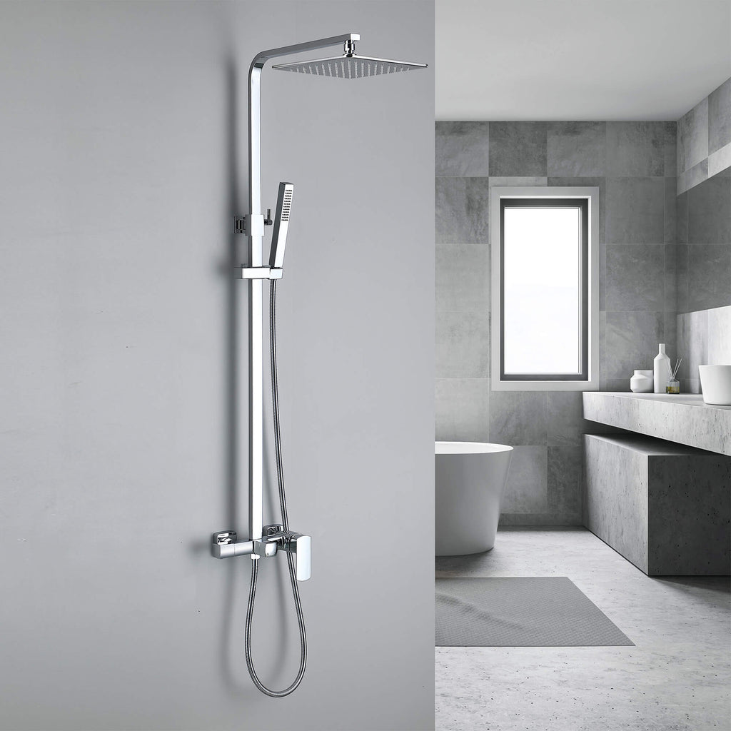 3-Function Shower System with Rainfall Shower Head Handheld Sprayer and Tub Spout Wall-Mounted