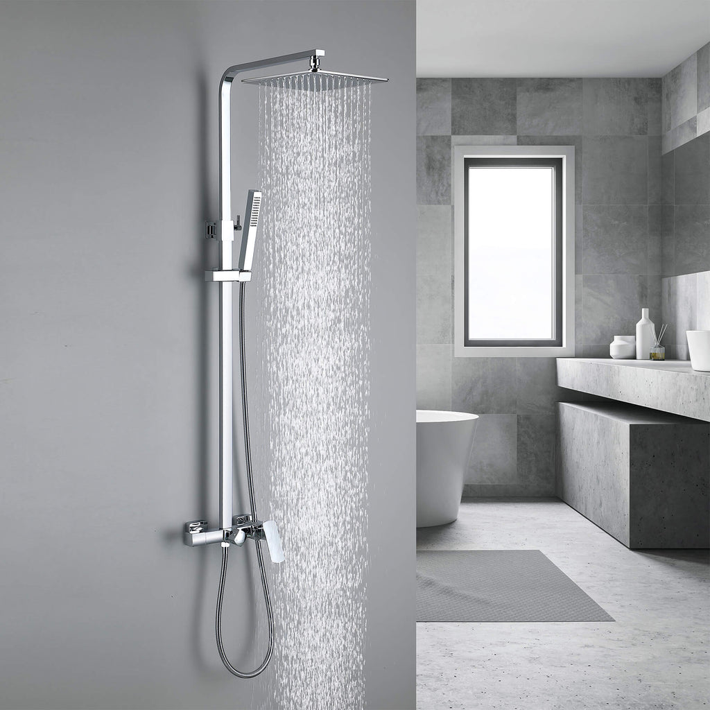 3-Function Shower System with Rainfall Shower Head Handheld Sprayer and Tub Spout Wall-Mounted