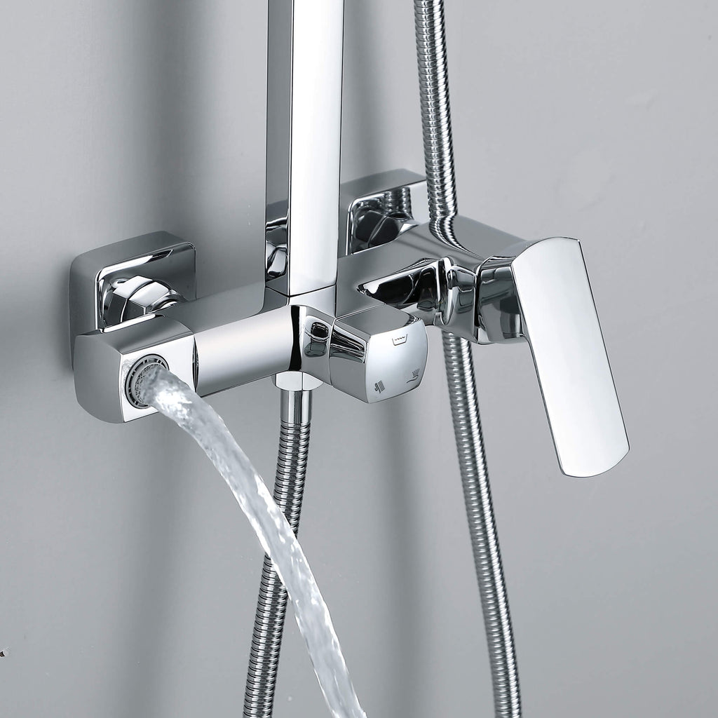3-Function Shower System with Rainfall Shower Head Handheld Sprayer and Tub Spout Wall-Mounted