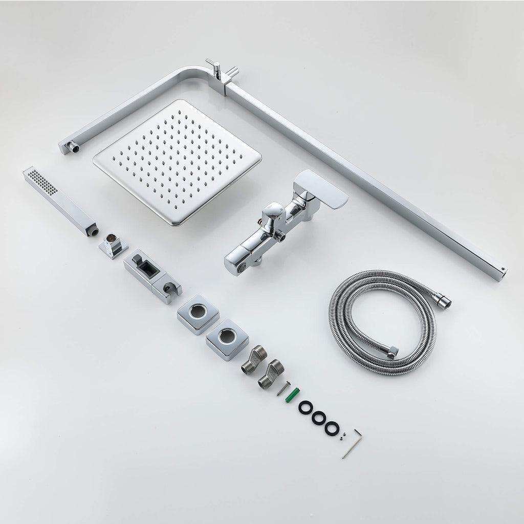 3-Function Shower System with Rainfall Shower Head Handheld Sprayer and Tub Spout Wall-Mounted