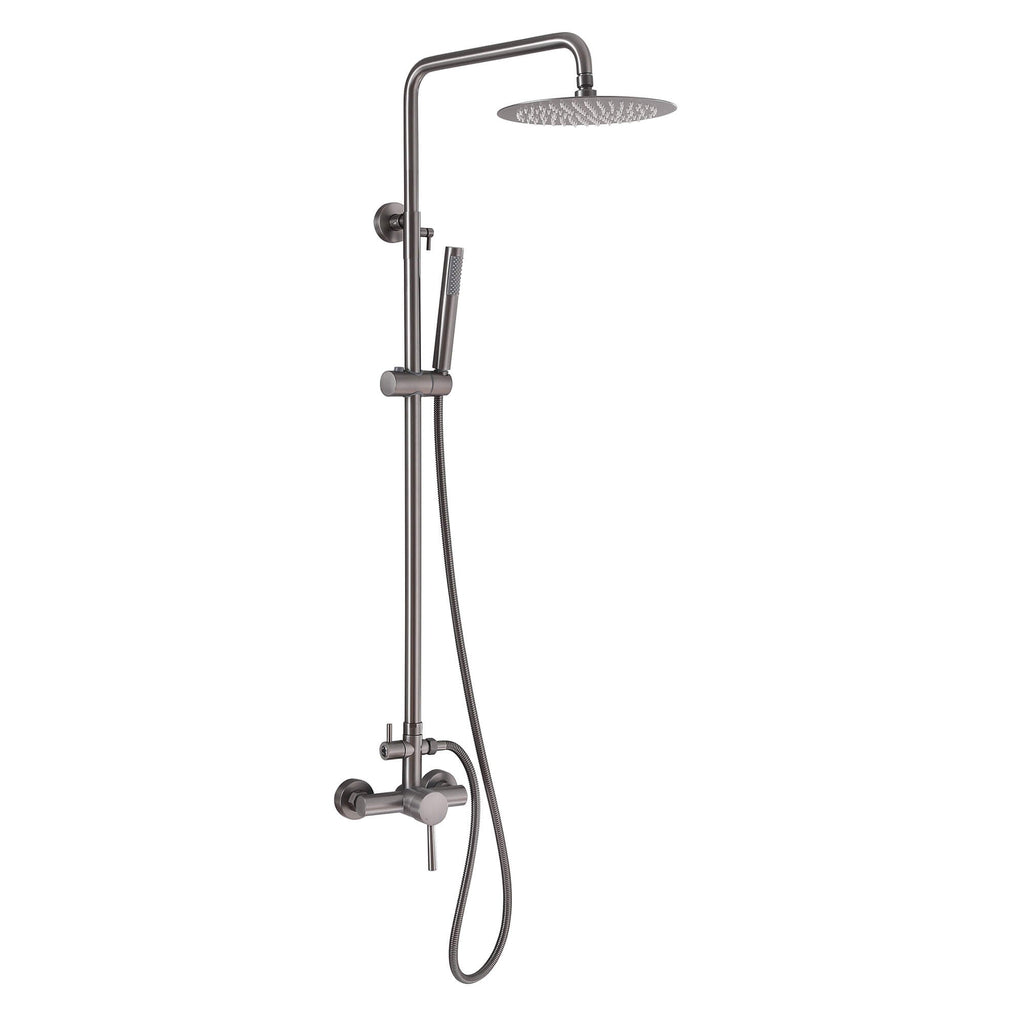 Dua-Function Outdoor Shower with Handheld and Rain Showerhead