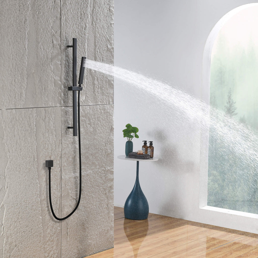 Square Handheld Shower Head with Slide Bar High-Pressure Hand Shower with Adjustable Rail