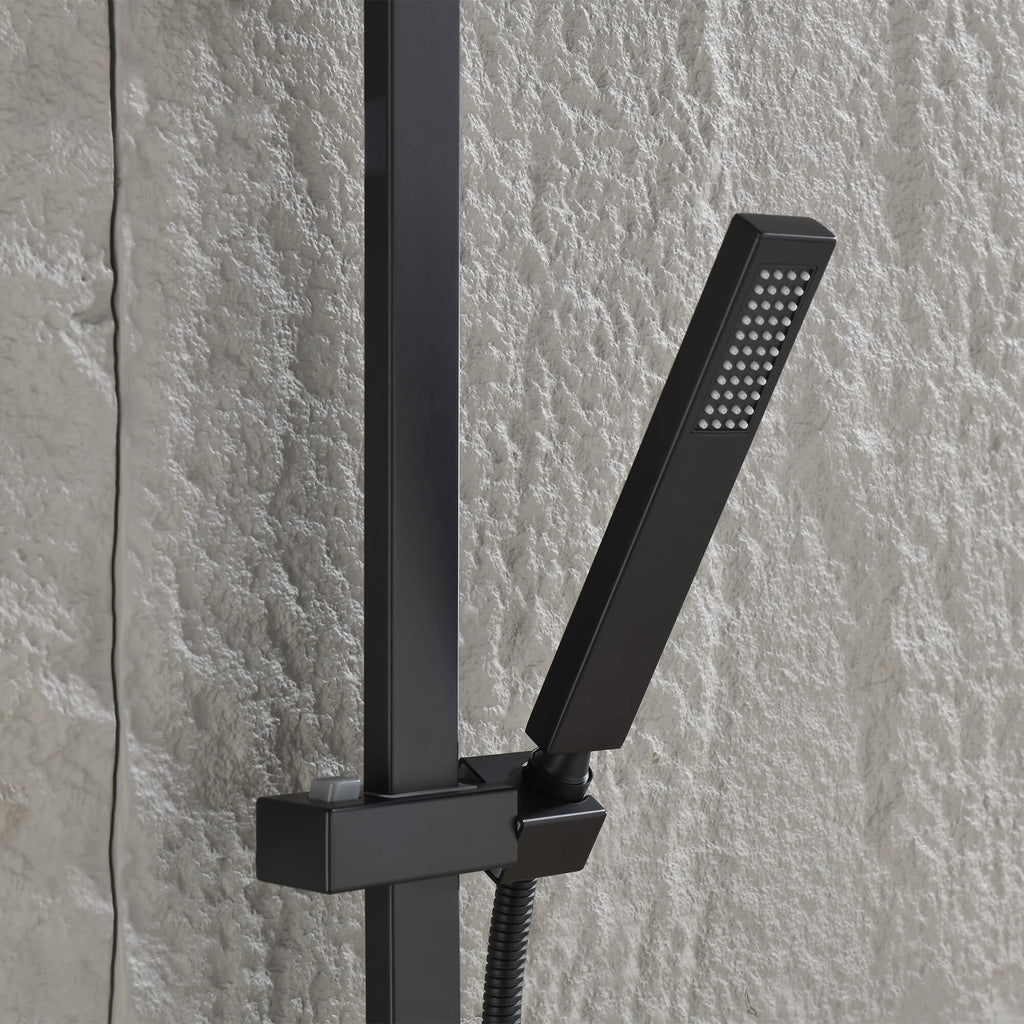 Square Handheld Shower Head with Slide Bar High-Pressure Hand Shower with Adjustable Rail