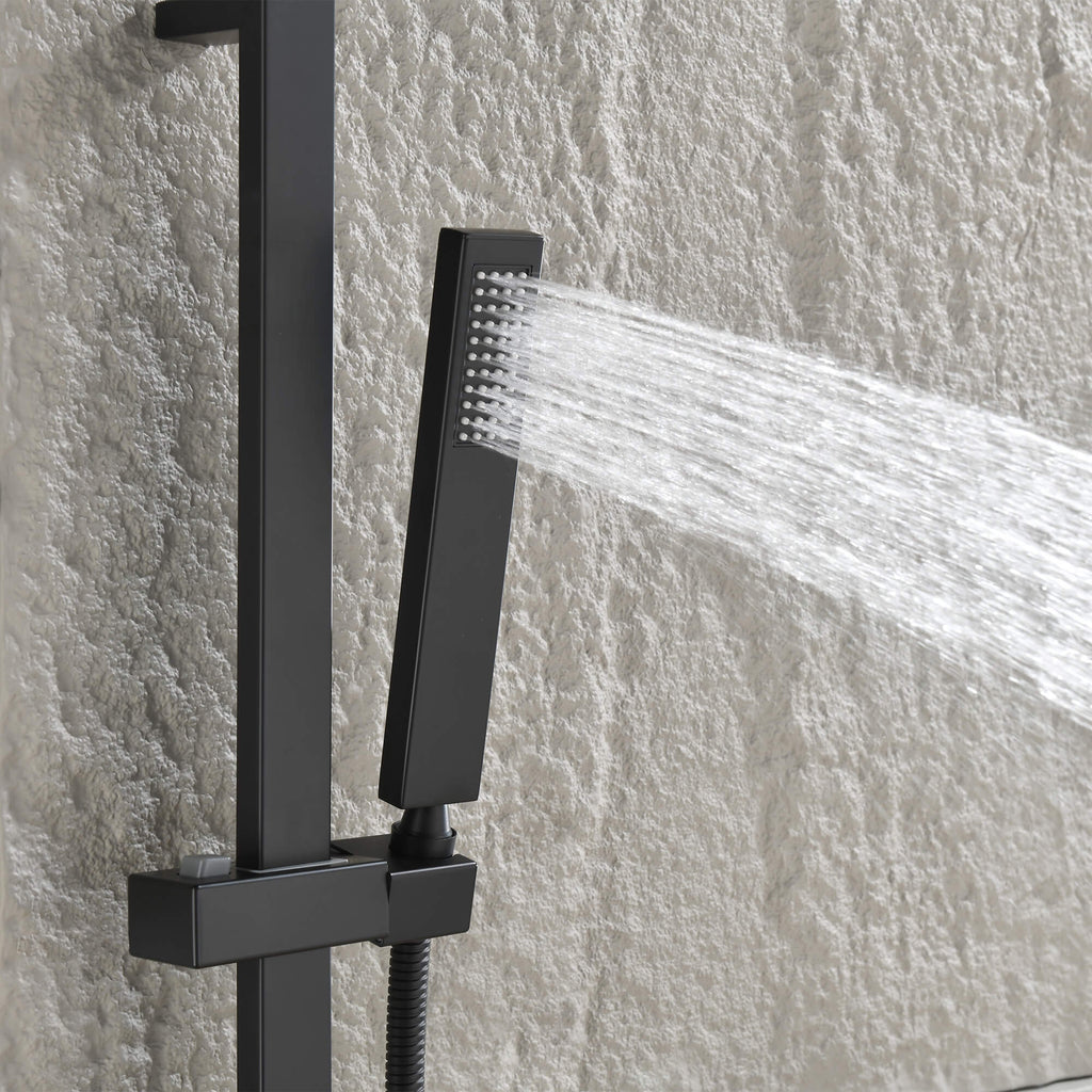 Square Handheld Shower Head with Slide Bar High-Pressure Hand Shower with Adjustable Rail