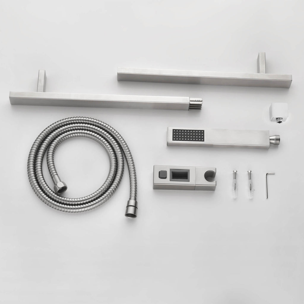 Square Handheld Shower Head with Slide Bar High-Pressure Hand Shower with Adjustable Rail