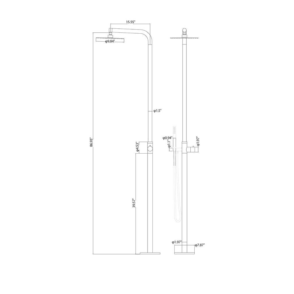 316 Stainless Steel Outdoor Shower with 10-Inch Rain Shower Head and Handheld Sprayer