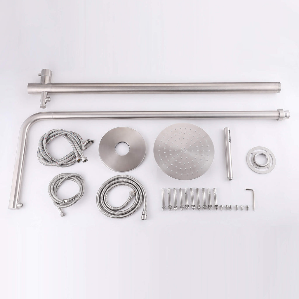 316 Stainless Steel Outdoor Shower with 10-Inch Rain Shower Head and Handheld Sprayer