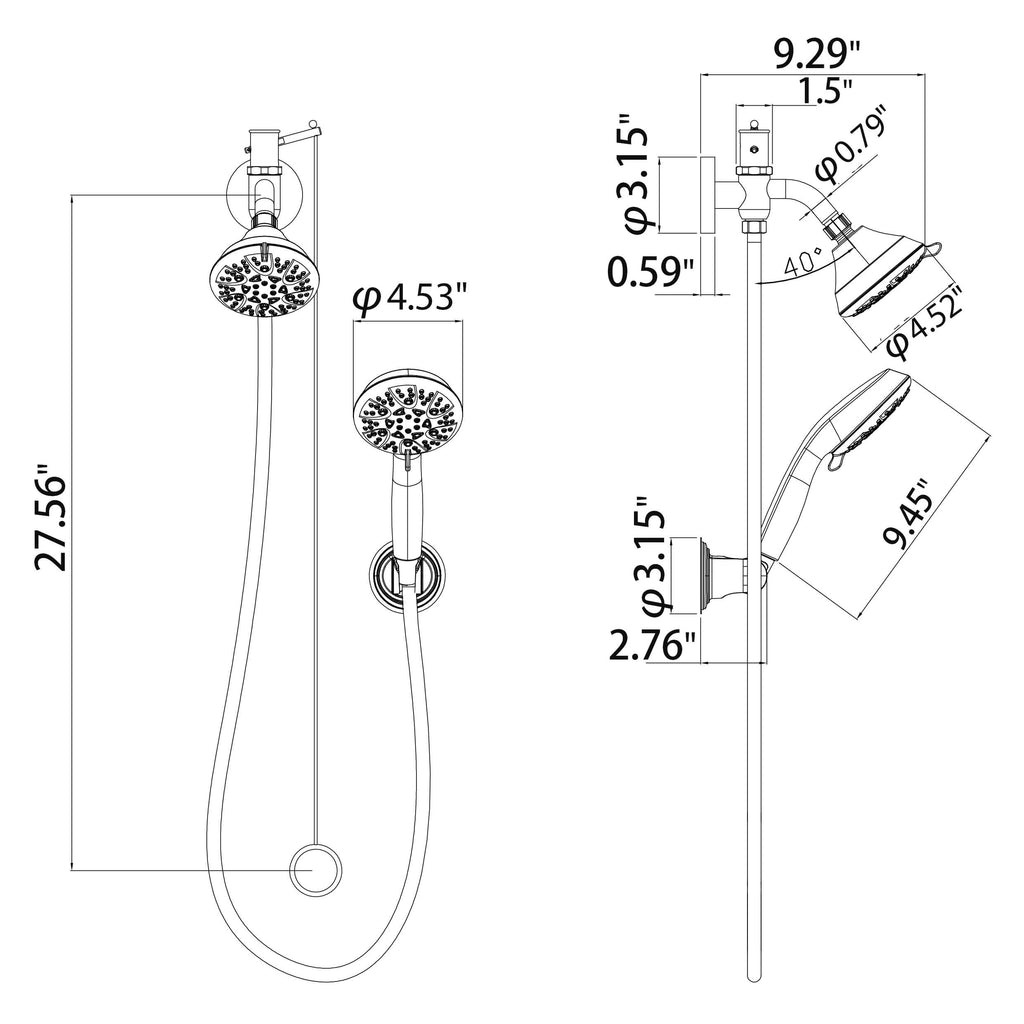 Dual Shower Head Kit with 8-Settings Handheld and Showerhead