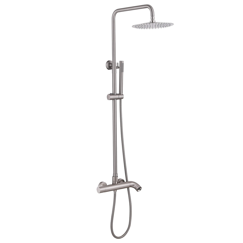 Modern Shower System with Adjustable Handheld Rainfall Head and Tub Spout