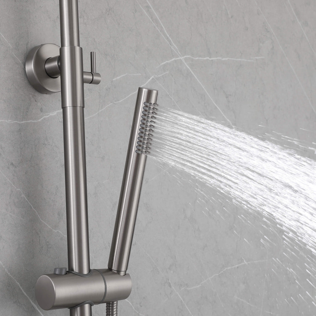 Modern Shower System with Adjustable Handheld Rainfall Head and Tub Spout