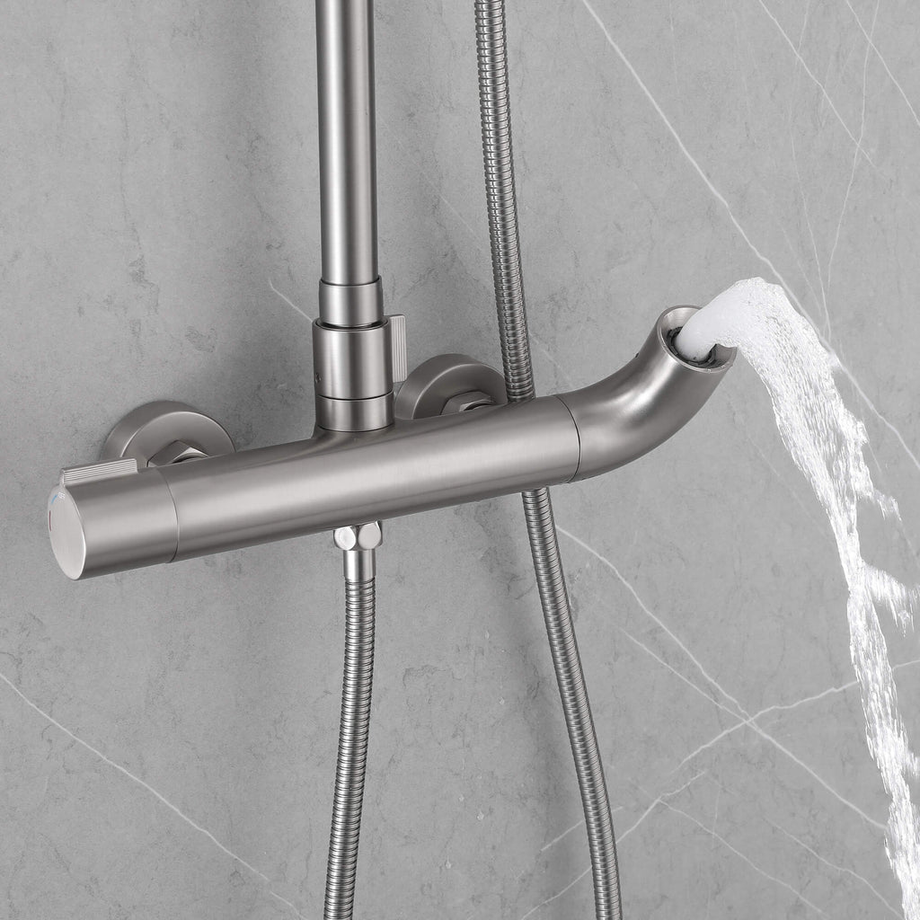 Modern Shower System with Adjustable Handheld Rainfall Head and Tub Spout