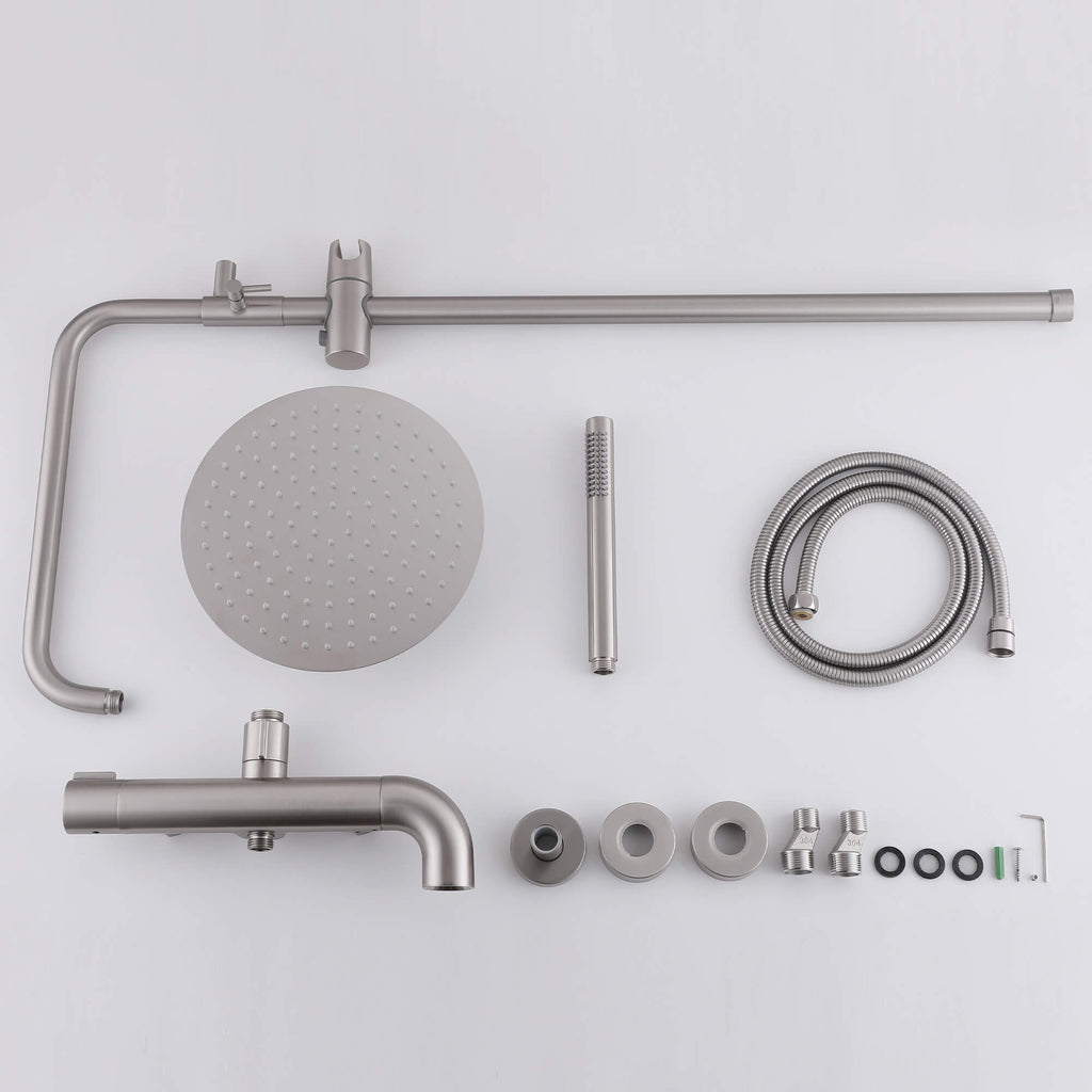 Modern Shower System with Adjustable Handheld Rainfall Head and Tub Spout